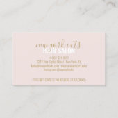 ピンクと金ゴールドのスクリプトロイヤリティギフトカードの髪のサロン 割引カード (裏面)