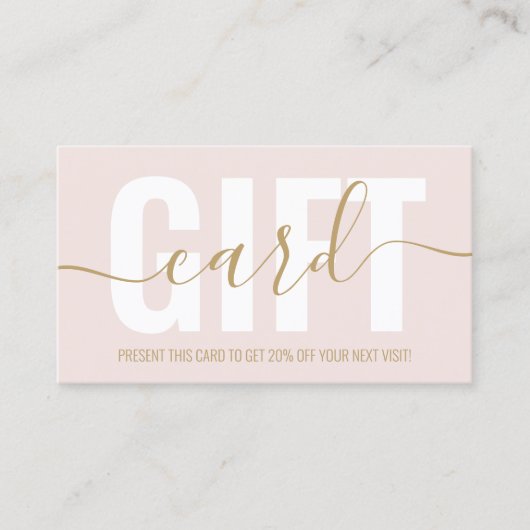 ピンクと金ゴールドのスクリプトロイヤリティギフトカードの髪のサロン 割引カード (正面)