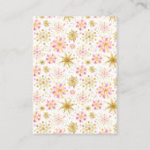 ピンクと金ゴールドのスノーフレーク冬おむつラッフル エンクロージャーカード (裏面)