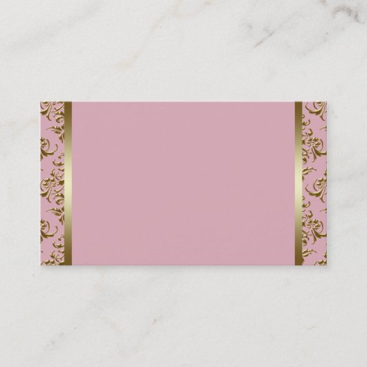 ピンクと金ゴールドのダマスクの名刺テンプレート 名刺 (正面)