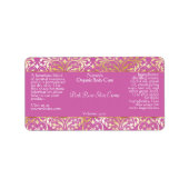 ピンクと金ゴールドのダマスク石鹸と化粧品ラベル – 7 ラベル (正面)