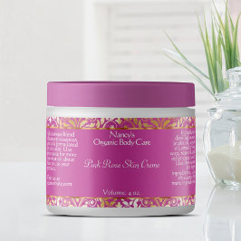 ピンクと金ゴールドのダマスク石鹸と化粧品ラベル – 7 ラベル