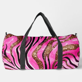 ピンクと金ゴールドのチーズプリント ダッフルバッグ