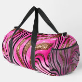 ピンクと金ゴールドのチーズプリント ダッフルバッグ (右コーナー)