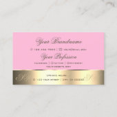 ピンクと金ゴールドのデカールかわいいバラの花とイニシャル 名刺 (裏面)