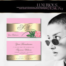 ピンクと金ゴールドのデカールかわいいバラの花とモノグラム