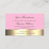 ピンクと金ゴールドのデカールかわいいバラの花とロゴ 名刺 (裏面)