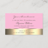 ピンクと金ゴールドのデコールキュートバラフラワーモダンフローラ 名刺 (裏面)