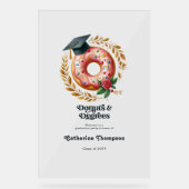 ピンクと金ゴールドのドーナツと学位の卒業へようこそ アクリルサイン (正面)