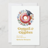 ピンクと金ゴールドのドーナツと度卒業写真 案内状 (正面)