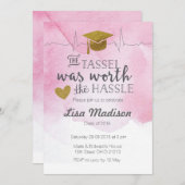 ピンクと金ゴールドのナースの卒業招待状 招待状 (正面/裏面)