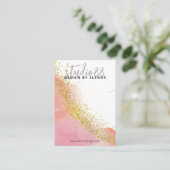 ピンクと金ゴールドのネックレス表示カード 名刺 (スタンド正面)