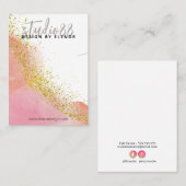 ピンクと金ゴールドのネックレス表示カード 名刺 (正面/裏面)