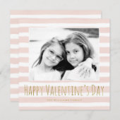 ピンクと金ゴールドのハッピーバレンタインデー写真 シーズンカード (正面/裏面)