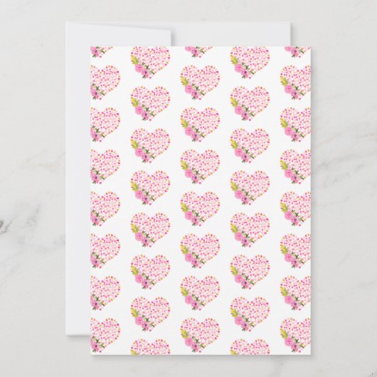 ピンクと金ゴールドのハート結婚バレンタイン 招待状 (裏面)