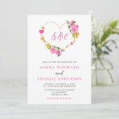 ピンクと金ゴールドのハート結婚バレンタイン 招待状 (スタンド正面)