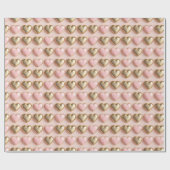 ピンクと金ゴールドのハート ラッピングペーパー (フラット)