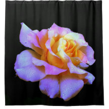 ピンクと金ゴールドのバラシャワーカーテン