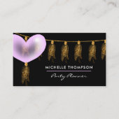 ピンクと金ゴールドのバルーンパーティープランナー 名刺 (正面)