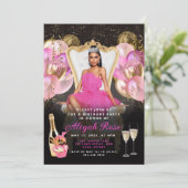 ピンクと金ゴールドのバルーン王室の誕生日招待状 招待状 (スタンド正面)