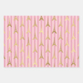 ピンクと金ゴールドのパリをテーマにした ラッピングペーパーシート (正面3)