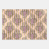 ピンクと金ゴールドのパリをテーマにした ラッピングペーパーシート (正面2)