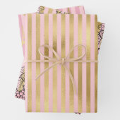 ピンクと金ゴールドのパリをテーマにした ラッピングペーパーシート (インサイチュ)