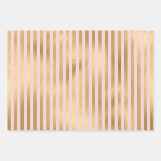 ピンクと金ゴールドのパリをテーマにした ラッピングペーパーシート (正面)