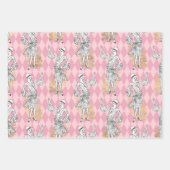 ピンクと金ゴールドのパリをテーマにした ラッピングペーパーシート (正面3)