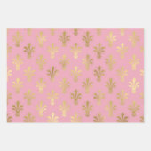 ピンクと金ゴールドのパリをテーマにした ラッピングペーパーシート (正面2)