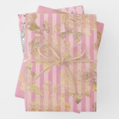 ピンクと金ゴールドのパリをテーマにした ラッピングペーパーシート (インサイチュ)