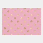 ピンクと金ゴールドのパリをテーマにした ラッピングペーパーシート (正面3)