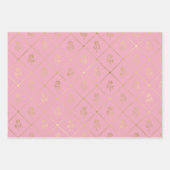 ピンクと金ゴールドのパリをテーマにした ラッピングペーパーシート (正面3)