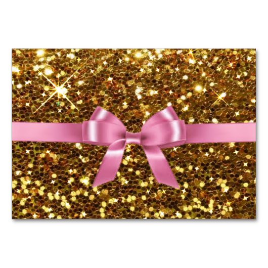 ピンクと金ゴールドのパーティー結婚またはテーブルカード テーブルナンバー (裏面)