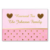 ピンクと金ゴールドのパーティー結婚またはテーブルカード テーブルナンバー (正面)