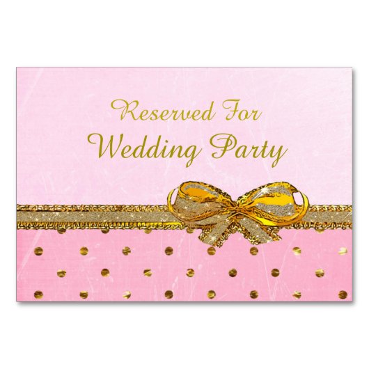 ピンクと金ゴールドのパーティー結婚またはテーブルカード テーブルナンバー (正面)