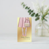 ピンクと金ゴールドのファッションラグトレードQRコード 名刺 (スタンド正面)