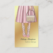 ピンクと金ゴールドのファッションラグトレードQRコード 名刺 (正面)