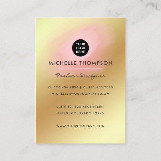 ピンクと金ゴールドのファッション名刺 名刺 (裏面)