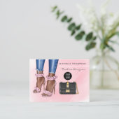 ピンクと金ゴールドのファッション名刺 名刺 (スタンド正面)