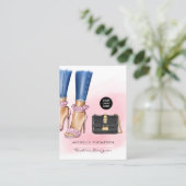 ピンクと金ゴールドのファッション名刺 名刺 (スタンド正面)