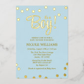 ピンクと金ゴールドのフェイク紙吹雪女の子ベビーシャワー 箔招待状 (正面)