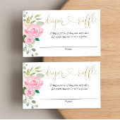 ピンクと金ゴールドのフローラおむつラッフルカード エンクロージャーカード