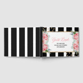 ピンクと金ゴールドのフローラエレガント牡丹結婚ズ ゲストブック (全面)