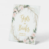 ピンクと金ゴールドのフローラギフトと書籍 台座サイン (正面)