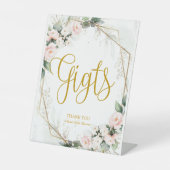 ピンクと金ゴールドのフローラギフト 台座サイン (正面)