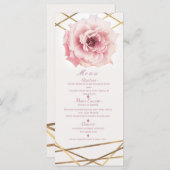 ピンクと金ゴールドのフローラグラムブライダルシャワーパーティーメニュー メニュー (正面/裏面)