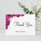 ピンクと金ゴールドのフローラサンキューカード (スタンド正面)