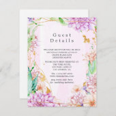 ピンクと金ゴールドのフローラジオメト結婚リのゲスト詳細 エンクロージャーカード (正面/裏面)