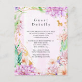 ピンクと金ゴールドのフローラジオメト結婚リのゲスト詳細 エンクロージャーカード (正面)